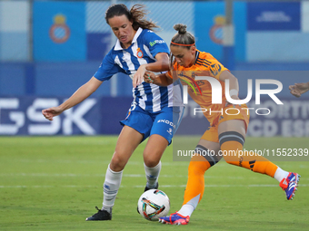 Athenea del Castillo and Lice Chamorro play during the match between RCD Espanyol Women and Real Madrid CF Women, corresponding to week 1 of...