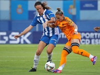 Athenea del Castillo and Lice Chamorro play during the match between RCD Espanyol Women and Real Madrid CF Women, corresponding to week 1 of...