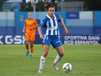 Julia Guerra plays during the match between RCD Espanyol Women and Real Madrid CF Women, corresponding to week 1 of the Liga F, at the Dani...