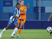 Amanda Mbadi plays during the match between RCD Espanyol Women and Real Madrid CF Women, corresponding to week 1 of the Liga F, at the Dani...