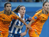 Julia Guerra, Alba Redondo, and Melanie Leupolz play during the match between RCD Espanyol Women and Real Madrid CF Women, corresponding to...