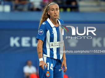 Laia Balleste plays during the match between RCD Espanyol Women and Real Madrid CF Women, corresponding to week 1 of the Liga F, at the Dani...