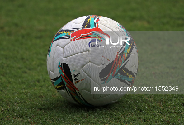 The official ball of the Liga F during the match between RCD Espanyol Women and Real Madrid CF Women, corresponding to week 1 of the Liga F,...