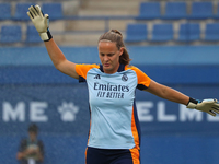 Mylene Chavas plays during the match between RCD Espanyol Women and Real Madrid CF Women, corresponding to week 1 of the Liga F, at the Dani...