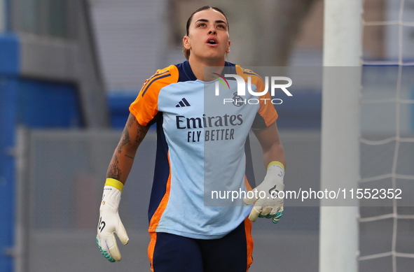 Misa Rodriguez plays during the match between RCD Espanyol Women and Real Madrid CF Women, corresponding to week 1 of the Liga F, at the Dan...