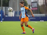 Signe Bruun plays during the match between RCD Espanyol Women and Real Madrid CF Women, corresponding to week 1 of the Liga F, at the Dani J...