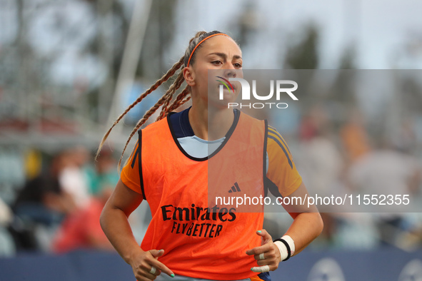 Athenea del Castillo plays during the match between RCD Espanyol Women and Real Madrid CF Women, corresponding to week 1 of the Liga F, at t...