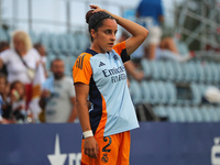 Oihane Hernandez plays during the match between RCD Espanyol Women and Real Madrid CF Women, corresponding to week 1 of the Liga F, at the D...