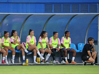 Sara Monforte coaches during the match between RCD Espanyol Women and Real Madrid CF Women, corresponding to week 1 of the Liga F, at the Da...