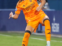 Olga Carmona plays during the match between RCD Espanyol Women and Real Madrid CF Women, corresponding to week 1 of the Liga F, at the Dani...