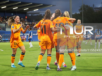 Caroline Weir celebrates a goal during the match between RCD Espanyol Women and Real Madrid CF Women, corresponding to week 1 of Liga F, at...