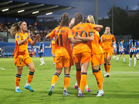 Caroline Weir celebrates a goal during the match between RCD Espanyol Women and Real Madrid CF Women, corresponding to week 1 of Liga F, at...