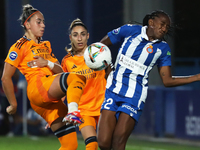 Daniela Caracas, Olga Carmona, and Athenea del Castillo play during the match between RCD Espanyol Women and Real Madrid CF Women, correspon...