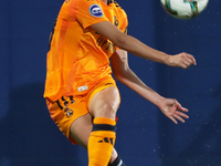 Eva Navarro plays during the match between RCD Espanyol Women and Real Madrid CF Women, corresponding to week 1 of the Liga F, at the Dani J...