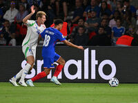 Marco Brescianini (ITA) and Warren Zaire-Emery (FRA) during the UEFA National League Matchday 1 match between France and Italy at the Parc d...