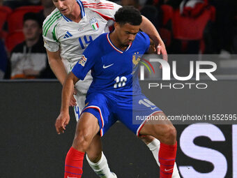 Marco Brescianini (ITA) and Warren Zaire-Emery (FRA) during the UEFA National League Matchday 1 match between France and Italy at the Parc d...