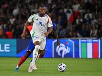 Destiny Udogie (ITA) and Ibrahima Konate (FRA) during the UEFA National League Matchday 1 match between France and Italy at the Parc des Pri...