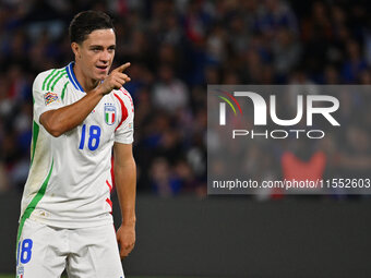 Giacomo Raspadori (ITA) celebrates after scoring the goal of 1-3 during the UEFA National League Matchday 1 match between France and Italy a...