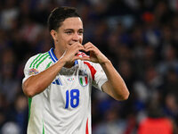 Giacomo Raspadori (ITA) celebrates after scoring the goal of 1-3 during the UEFA National League Matchday 1 match between France and Italy a...