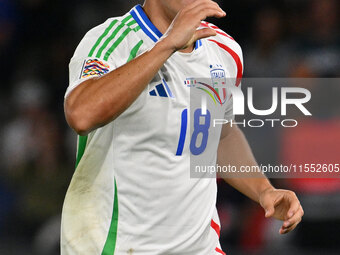 Giacomo Raspadori (ITA) celebrates after scoring the goal of 1-3 during the UEFA National League Matchday 1 match between France and Italy a...