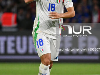 Giacomo Raspadori (ITA) celebrates after scoring the goal of 1-3 during the UEFA National League Matchday 1 match between France and Italy a...