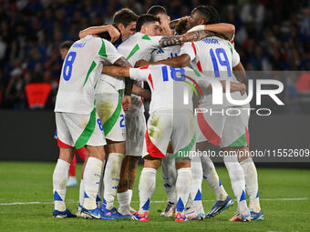 Giacomo Raspadori (ITA) celebrates after scoring the goal of 1-3 during the UEFA National League Matchday 1 match between France and Italy a...