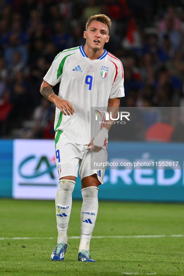 Mateo Retegui (ITA) during the UEFA National League Matchday 1 match between France and Italy at the Parc des Princes Stadium in Paris, Fran...