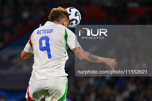 Mateo Retegui (ITA) during the UEFA National League Matchday 1 match between France and Italy at the Parc des Princes Stadium in Paris, Fran...