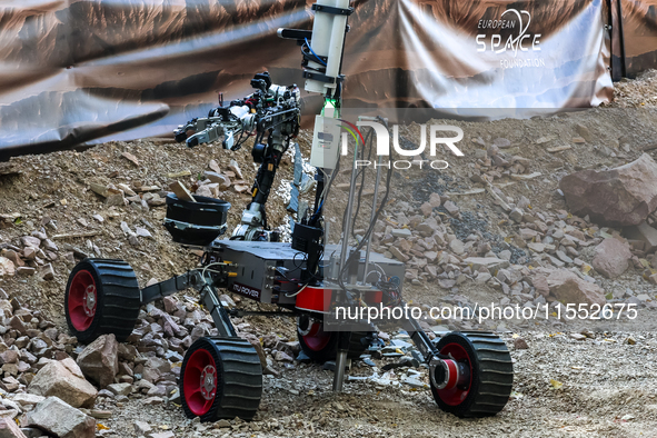 A Mars Rover constructed by students from the ITU Rover Tean of Turkiye participate in the European Rover Competition at AGH University in K...