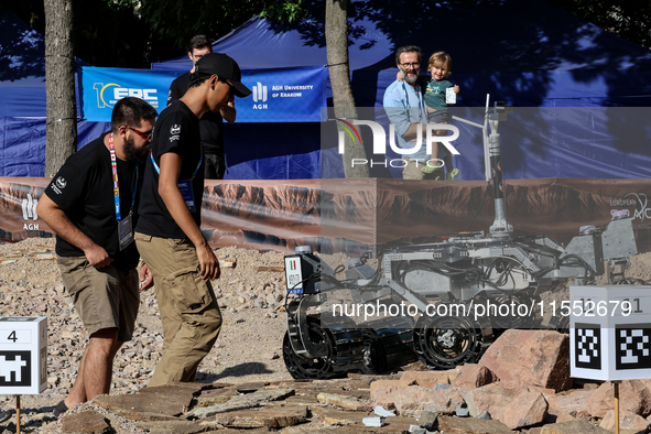 A Mars  Rover constructed by students from the University of Torino in Italy participate in the European Rover Competition at AGH University...