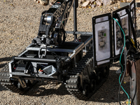 A Mars Rover constructed by students from the University of Frankfurt in Germany participate in the European Rover Competition at AGH Univer...