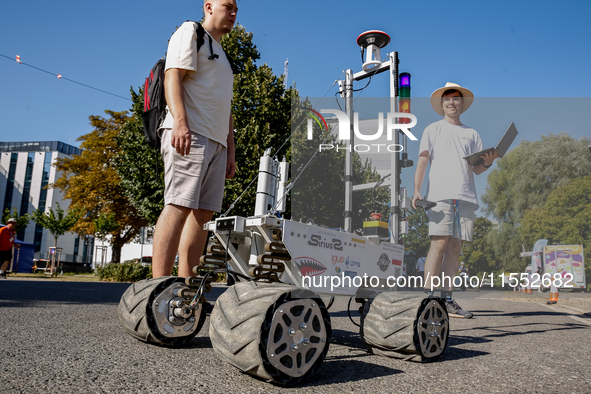 A Mars  Rover constructed by students from the Politechnic of Warsaw in Poland participate in the European Rover Competition at AGH Universi...