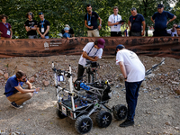 A Mars  Rover constructed by students from the University of Warsaw in Poland participate in the European Rover Competition at AGH Universit...