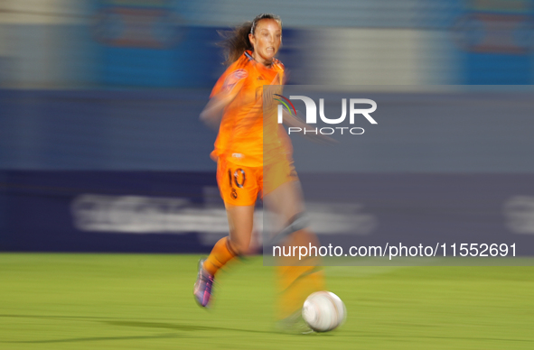 Caroline Weir plays during the match between RCD Espanyol Women and Real Madrid CF Women, corresponding to week 1 of the Liga F, at the Dani...