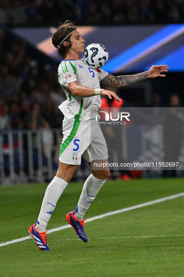 Riccardo Calafiori (ITA) during the UEFA National League Matchday 1 match between France and Italy at the Parc des Princes Stadium in Paris,...