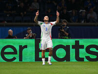 Federico Dimarco (ITA) celebrates after scoring the goal of 1-1 during the UEFA National League Matchday 1 match between France and Italy at...