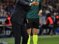 Luciano Spalletti coaches Italy during the UEFA National League Matchday 1 match between France and Italy at the Parc des Princes Stadium in...