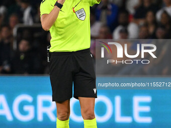 Referee Sandro Scharer (SUI) officiates the UEFA National League Matchday 1 match between France and Italy at the Parc des Princes Stadium i...