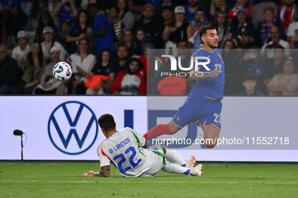 Giovanni Di Lorenzo (ITA) and Theo Hernandez (FRA) during the UEFA National League Matchday 1 match between France and Italy at the Parc des...