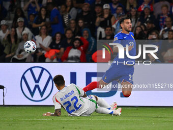 Giovanni Di Lorenzo (ITA) and Theo Hernandez (FRA) during the UEFA National League Matchday 1 match between France and Italy at the Parc des...