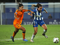 Alba Redondo and Julia Guerra play during the match between RCD Espanyol Women and Real Madrid CF Women, corresponding to week 1 of the Liga...