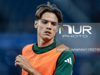 Samuele Ricci of Italy warms up before the UEFA Nations League 2024/25 League A Group A2 match between France and Italy at Parc des Princes...