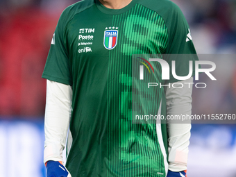 Gianluigi Donnarumma of Italy warms up before the UEFA Nations League 2024/25 League A Group A2 match between France and Italy at Parc des P...