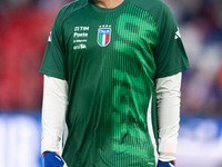 Gianluigi Donnarumma of Italy warms up before the UEFA Nations League 2024/25 League A Group A2 match between France and Italy at Parc des P...