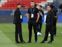 Giovanni di Lorenzo, Alessandro Buongiorno, and Giacomo Raspadori of Italy inspect the pitch before the UEFA Nations League 2024/25 League A...