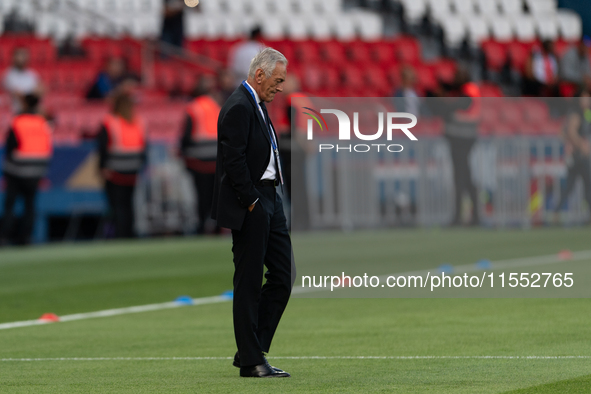 Gabriele Gravina, President of Federazione Italiana Giuoco Calcio Figc, inspects the pitch before the UEFA Nations League 2024/25 League A G...