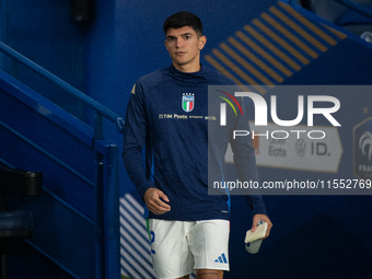 Raul Bellanova of Italy stands ahead of the UEFA Nations League 2024/25 League A Group A2 match between France and Italy at Parc des Princes...