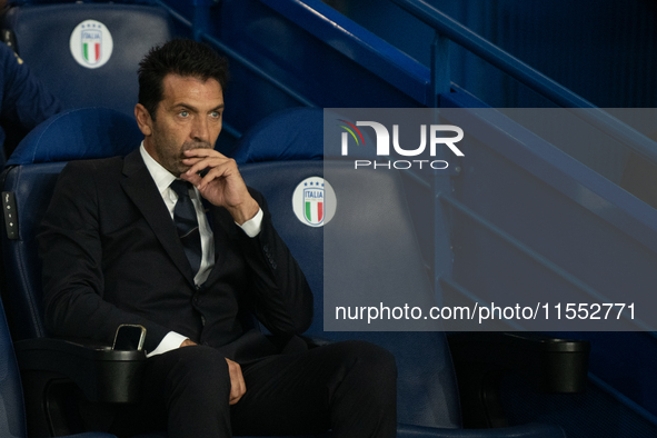 Gianluigi Buffon of Italy stands ahead of the UEFA Nations League 2024/25 League A Group A2 match between France and Italy at Parc des Princ...