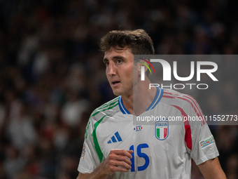 Andrea Cambiaso of Italy is in action during the UEFA Nations League 2024/25 League A Group A2 match between France and Italy at Parc des Pr...