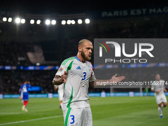 Federico Dimarco of Italy celebrates a goal during the UEFA Nations League 2024/25 League A Group A2 match between France and Italy at Parc...